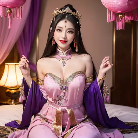 ((top-quality、masutepiece、8K、Top image quality、Highly complex and detailed depictions))、(The most gorgeous Chinese whore goddess:1.1)、((The most gorgeous prostitution goddess huge costume、The most vivid and luxurious Chinese costumes、big long chinese godde...