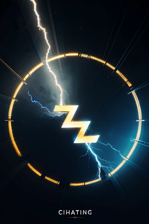 logo with a bright blue background and golden lightning in the center, representing electrical energy. Beneath the lightning, in capital letters, the name of the electrician service company in a modern, stylish font.