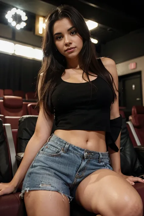 mulher jovem no cinema