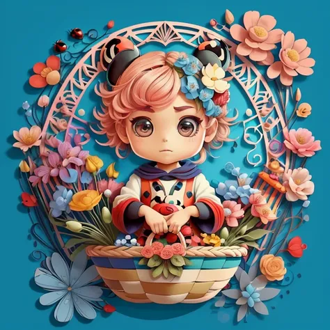 ) ((((cute ladybug with basket of flowers) ((Mikey)) - Criador: Walt Disney2023) ), ,, ( Walt Disney acolchoamento ,multidimensional geometric wall PORTRAIT, arte, Chibi,
Yang08k, lindo, Colouring,Rose
Primary works, qualidade superior, melhor qualidade, A...