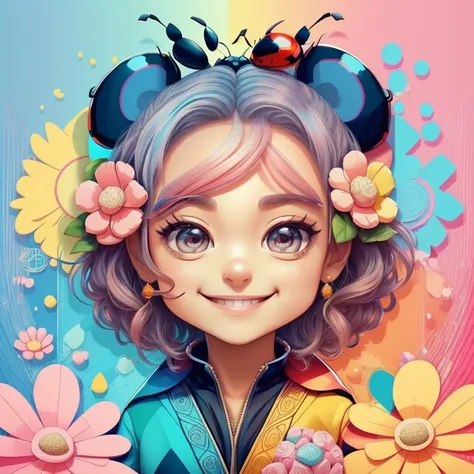 ) ((((cute ladybug smiling with flowers) ((Mikey)) - Criador: Walt Disney2023) ), ,, ( Walt Disney acolchoamento ,multidimensional geometric wall PORTRAIT, arte, Chibi,
Yang08k, lindo, Colouring,Rose
Primary works, qualidade superior, melhor qualidade, Art...