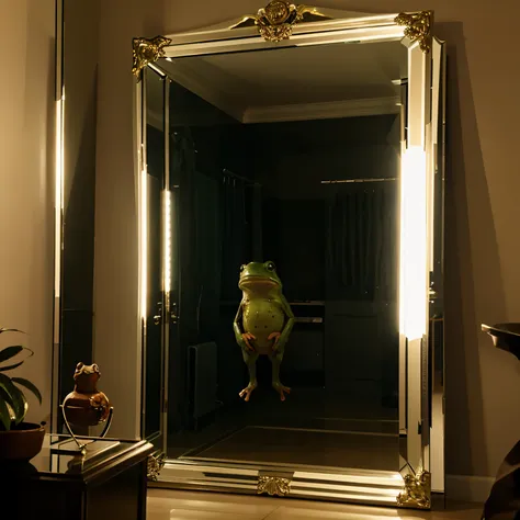 An arkane frog with a mirror