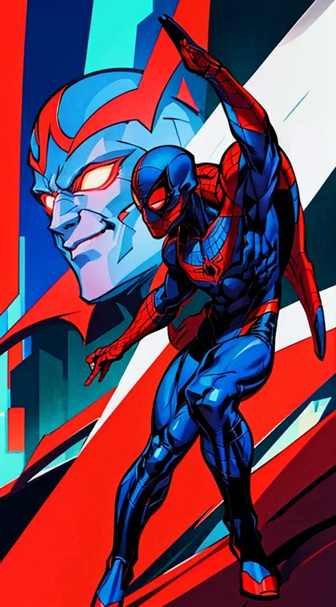 Spider-Man(2099),kick in combat,located NY,8k,ultra detail,high quality,ultra precision,