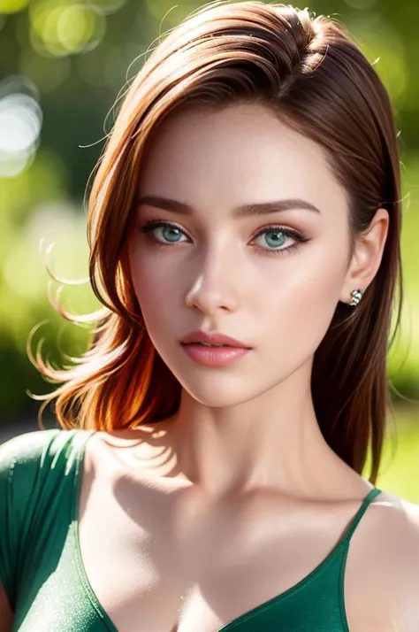 (best quality, highres, realistic:1.37), HDR, ultra-detailed, 23-year-old woman, beautiful detailed green eyes, beautiful detailed lips, long eyelashes, flawless skin, natural makeup, elegant posture, soft natural lighting, subtle background , portrait, vi...