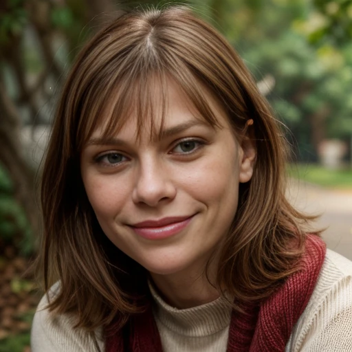 Middle-aged Claire danes (light brown hair with bangs), (bulbous nose) (large mouth), (wide smile), (Closed lips), (Claire Danes), (red socks), sexy, (full lips), (Big eyes) (crows feet) (Claire Danes) (50 year old), legs