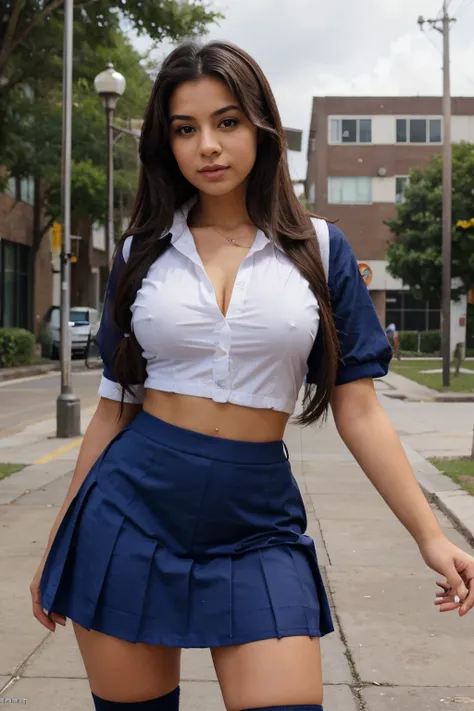 Super attractive Latina dressed as a schoolgirl