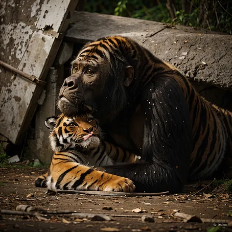 Tiger killing gorilla