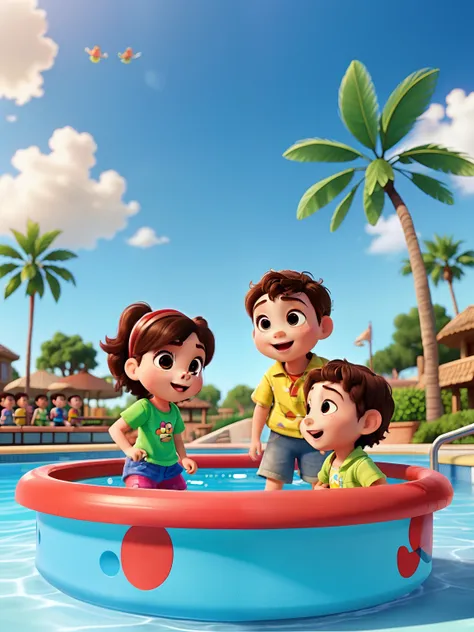 Children playing in the pool , Disney pixar