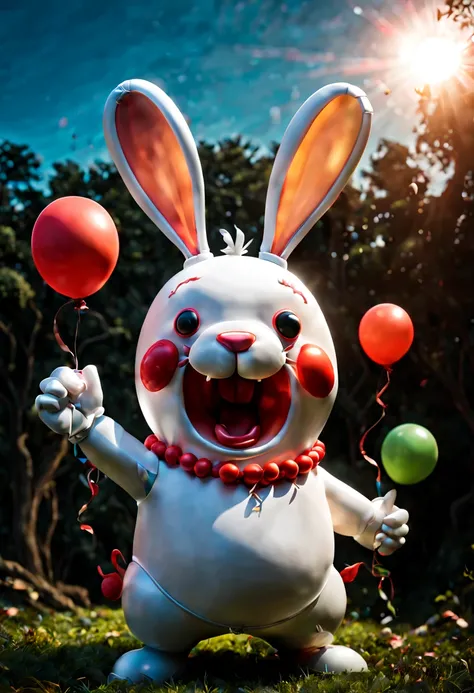 (super Round Raving Rabbids Rabbit, balloon sculpture:1.4), (body made of balloon, balloon shape body), exaggerate fatness, inconceivable Bloated, surrealistic, fantasy art, Dreamscape, Fairy Tales, concept art, ultra-wide-angle, octane render, enhance, in...