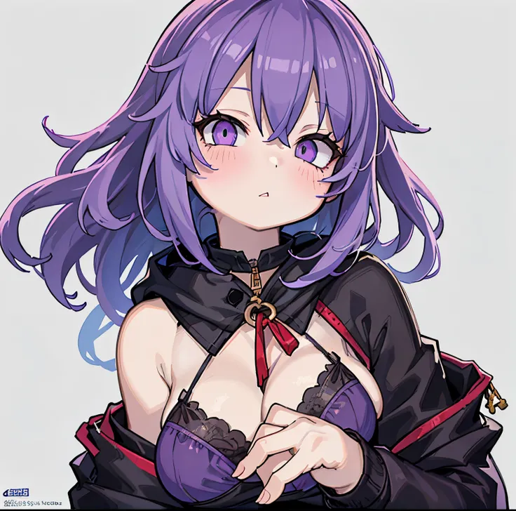 anime girl with purple hair and dark purple eyes and a purple bra, detailed digital anime art, guweiz, artwork in the style of guweiz, guweiz on pixiv artstation, guweiz on artstation pixiv, portrait gapmoe yandere grimdark, detailed anime character art, g...