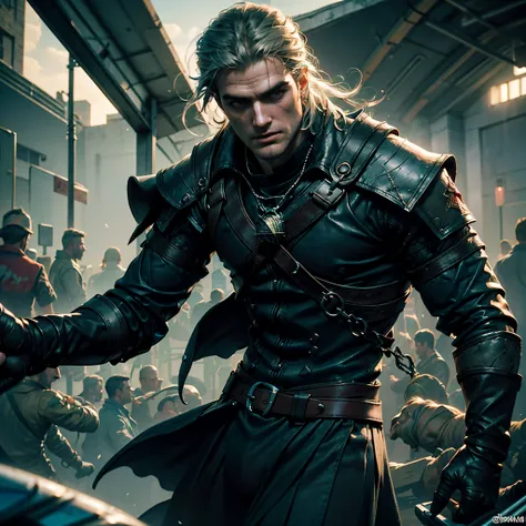 Henry_Cavill as The_Witcher Geralt_de_Rivia Amulet_Wolf Urban deep path castle equirectangular Kingdom chef-d' Van_Gogh Masterpiece ultra UnrealEngine5 Cinematic Lighting meticulously intricate ultra_high-details ultra_high-res ultra pro-Photorealistic ...