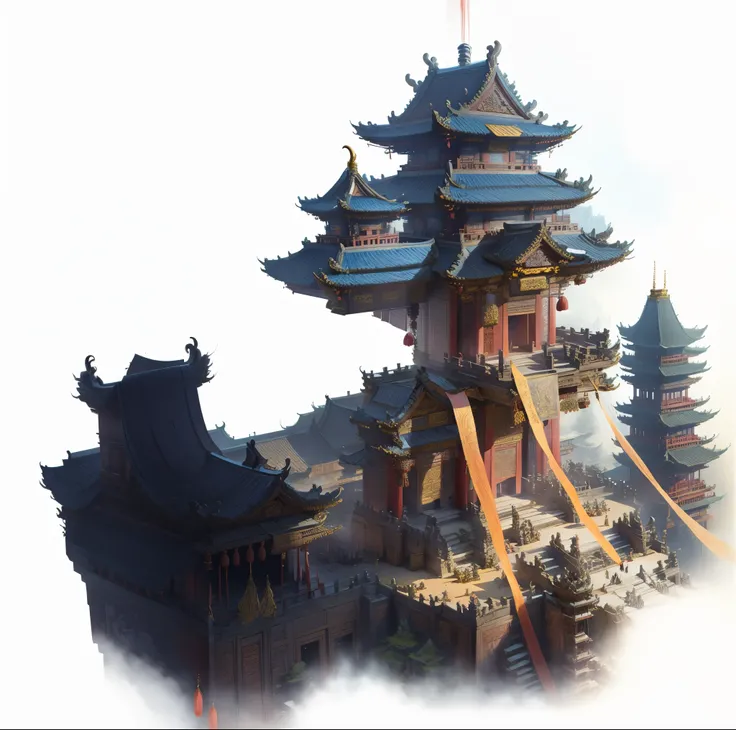 Design beautiful temple scenes，Intricately detailed architecture，game scenes，Ancient Chinese palaces，Game model，