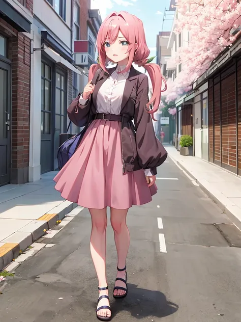 in a picturesque town known for its vibrant cherry blossoms, a stunningly beautiful anime waifu catches the eye of everyone she ...