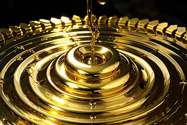 Gold droplet drop golden liquid splash crown ripple