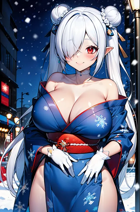 masterpiece, best quality, extremely detailed, 1girl, solo, anachirox, (huge breasts:1.1), (((white hair, twintails, very long h...