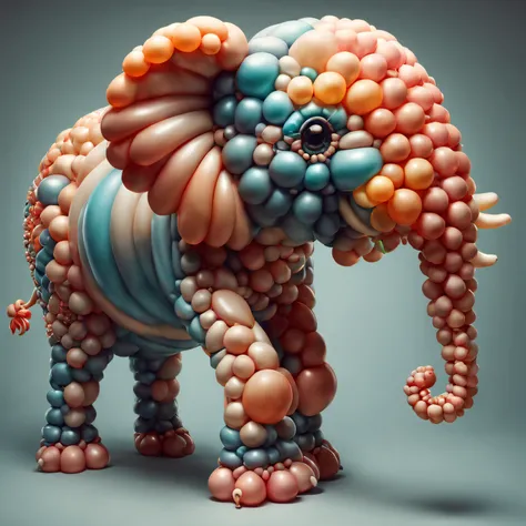 Elephant shaped balloon,In the zoo,[illustratio, 3Drenderingof],[Best quality at best, A high resolution, ultra - detailed],[professional, vivd colour, Focus sharp],[Concept artist, Interesting and fun],[Colorful shades, Vibrant and eye-catching],[gentleso...