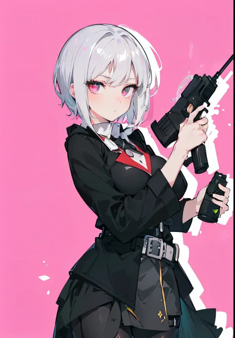 ⓪Action：(holding pistol,: 1.5), Finger guns, put one’s finger on trigger,
①Quality：(ultra-detailed:1.3), masterpiece, 8k, extremely detailed CG, (1 girl), Perfect hands:1.2), (Perfect Anatomy:1.2), (beautiful face: 1.1), Intricate Iris Details, Captivating...