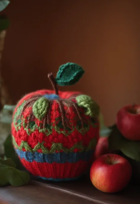 Wool knitted apple model