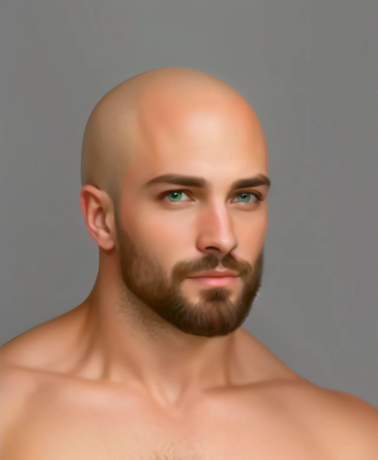 Arafed with a bald head and beard and no shirt, bald with a short beard, fantasy male portrait, a handsome, Stunning, Realistic, digital portrait, Smooth. Digital Painting, digital matt painting, digital art portrait, realistic digital painting, Realistic ...