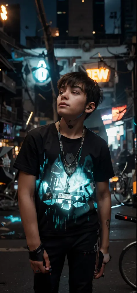 Change background cyberpunk handsame boy realistic 8k ultra realistic