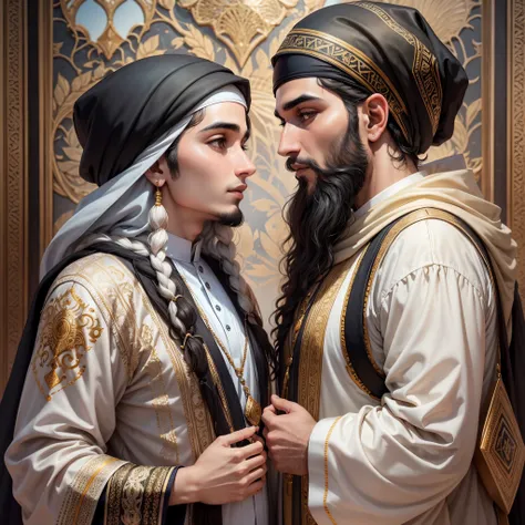 young Molana and Shams when they find each other and share high value time together Photorealism. —ar 9:16 --auto --s2