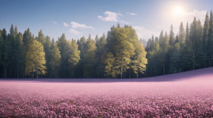 tmasterpiece, Best quality, high high quality, extremely detaild的 CG unified 8k wallpapers, The vast and tranquil taiga stretches all the way to the horizon, Dense green trees are harmoniously arranged together, When the fresh breeze blows through the leav...