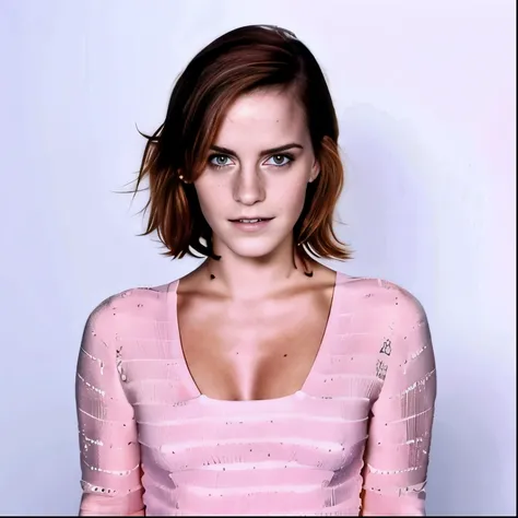 Photo of Emma Watson, (seductive  celebrity, stunning, gorgeous actress, freckles, sexy, beautiful) (hyper photorealistic)