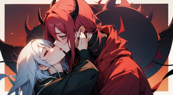 Demon king and demon queen kiss