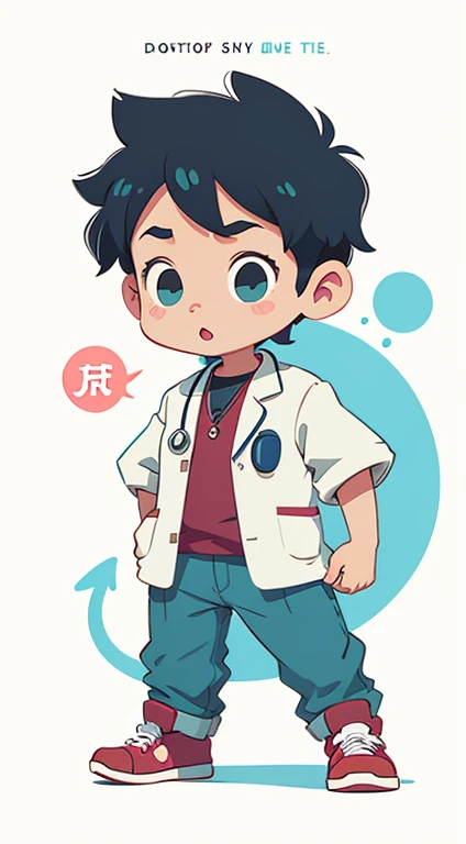 Doctor Boy。。Cartoon vector style, change!, avatar images， Flat anime style, Cartoon minimalism, Flat vector art, flatillustration, Cartoon Cute,