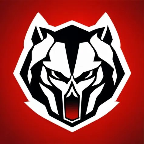 Crie um logotipo apresentando uma caveira de lobo feroz com uma arma  e a escrita headshot urt na parte inferior, uma lua vermelha no fundo