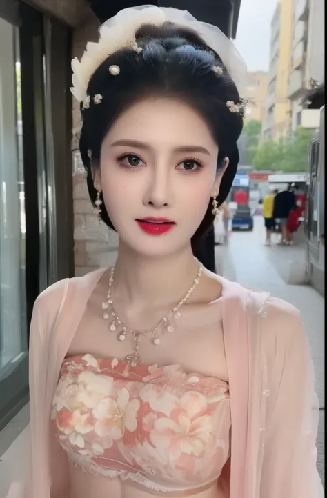 ((best quality, 8k, masterpiece: 1.3)), (flower cap: 1.3), focus: 1.2, perfect body beauty: 1.4, buttocks: 1.2, (layered haircut...