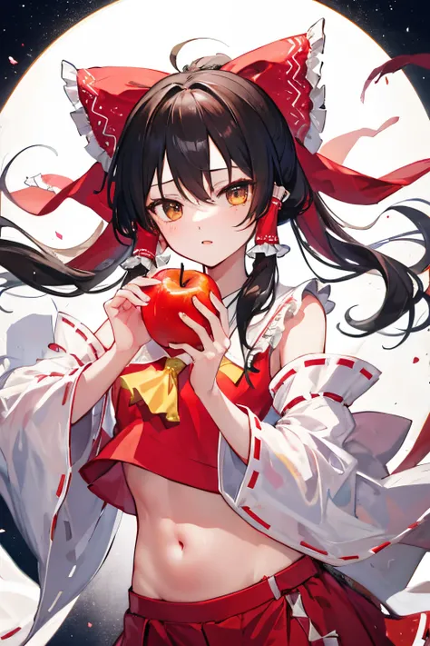 Kirisame Marisa,Hakurei Reimu,1GirlTag, holding 1 apple