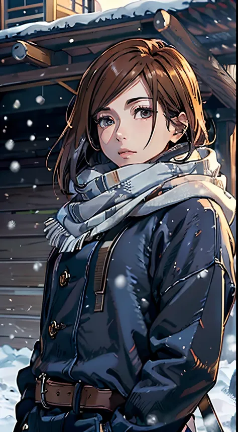 ((巨作:1.2, best quality), (CG Unity 8K wallpaper highly detailed, best shadow), highly detailed, (beautiful eyes detailed: 1.2), ((winter clothes, daylight, winter))), ( Cowboy Shot: 1.2), anime, city, 巨作, best quality, high detail, 4K