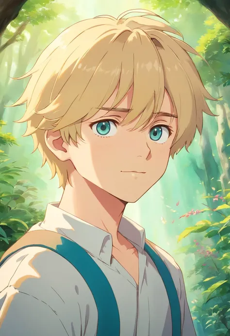 A handsome blond boy like a god