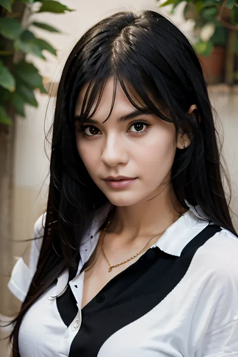 Portrait Photo of a girl with black hair.