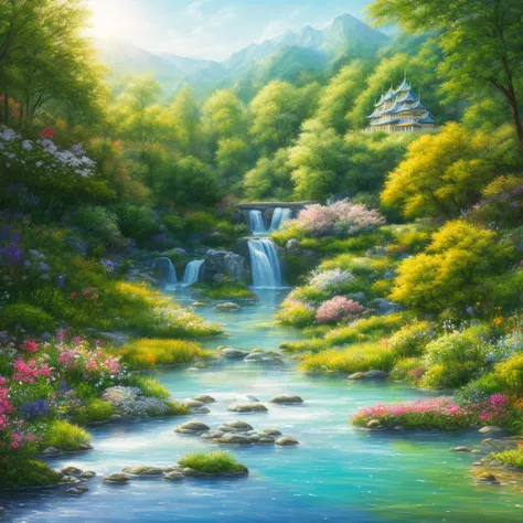 (extremely detailed CG unity 8k wallpaper),(((masterpiece))), (((best quality))), ((ultra-detailed)), (best illustration),(best shadow), ((an extremely delicate and beautiful)),dynamic angle,floating, fairyland,dynamic angle,sea of flowers,beautiful detail...