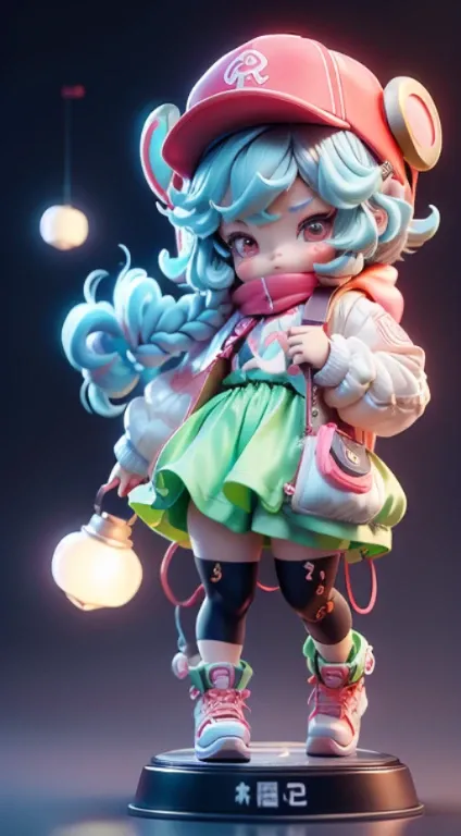 Blind box mode，Chinese zodiac，Super cute boy wearing monkey hat，Technology elements，Stylish clothes，Bubble Mart super cute IP，tchibi，Good role model，A blind box toy，Delicate gloss，clean backdrop，3 Rendering，OC Render，Best quality，4K，super detailing，front-f...