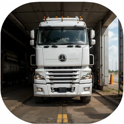 A white fuel tanker with a maintenance man for app icon