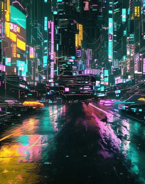 during night，alaflai lights up cars and pedestrians on city streets, cyberpunk streets in japan, neon tokyo, tokyo futuristic cl...