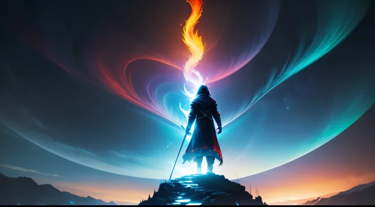 As the flames of the Bifrost Bridge lick at the sky, a lone figure stands at its edge, daring to challenge the fiery wrath that awaits any who dare to cross without permission.