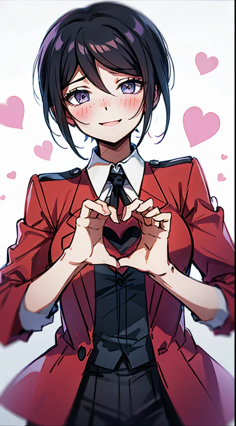 mukuro, blush, smile, heart hands,