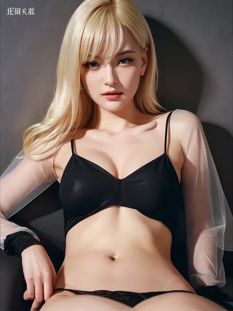 Exquisiteface，Elaborate Eyes，Wet sheer shirt is open，Small breasts、沒穿內褲、blonde  hair、adolable，The upper part of the body、The mouth opens in an O-shape，realisticlying， from below， Open legs，thick thight, Show crotch