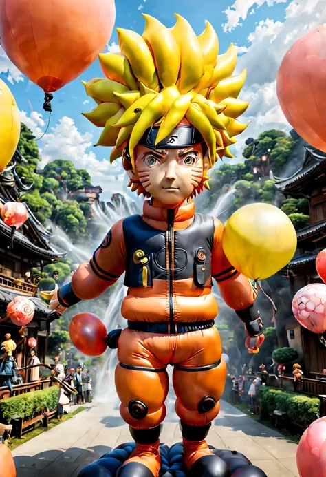 (balloon sculpture, Uzumaki Naruto:1.4), (Inflatable body, balloon shape body), surrealistic, fantasy art, concept art, ultra-wide-angle, octane render, enhance, intricate, (best quality, masterpiece, Representative work, official art, Professional, unity ...