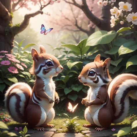 A talking squirrel and a kind butterfly in the dreamy garden --auto --s2