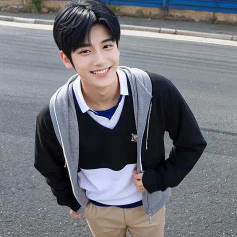 Black hair handsome guy cute smile tall high school boy