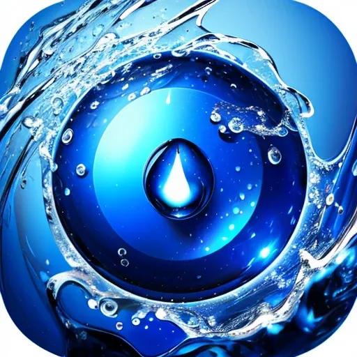 icon, blue ball with Water Drop inside