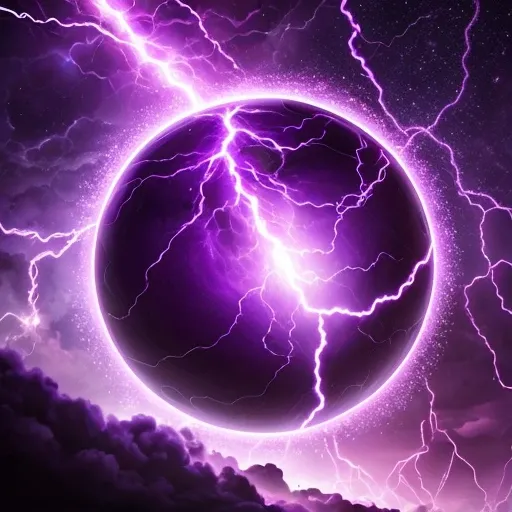 icon, purple ball with purple lightning storm inside the ball