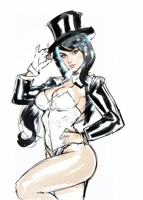 linda mulher lineart, estilo zatanna dc comics, Estilo J. Scott Campbell, usando carta de baralho, sensual realista, estilo artgem