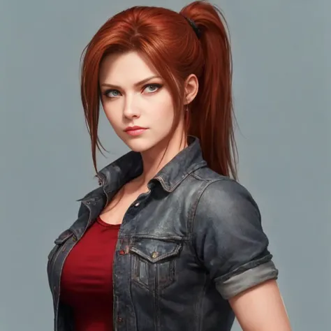 (claire redfield:1.1), (perfect facial features:1.1), (belos olhos detalhados, beautiful detailed lips, olhos e rosto extremamen...