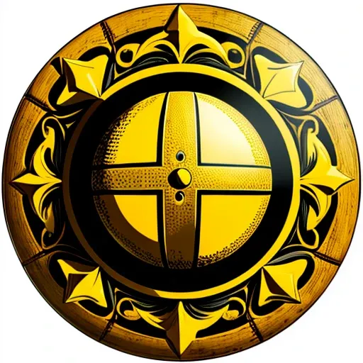 icon, yellow ball with a medieval shield inside the ball